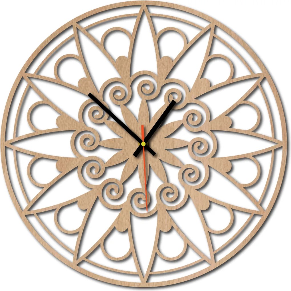 Nástenné hodiny mandala - JANA: Preglejka Topoľ Čierne ručičky 30 cm 3049-13133 X0059-Wall clock HEU-