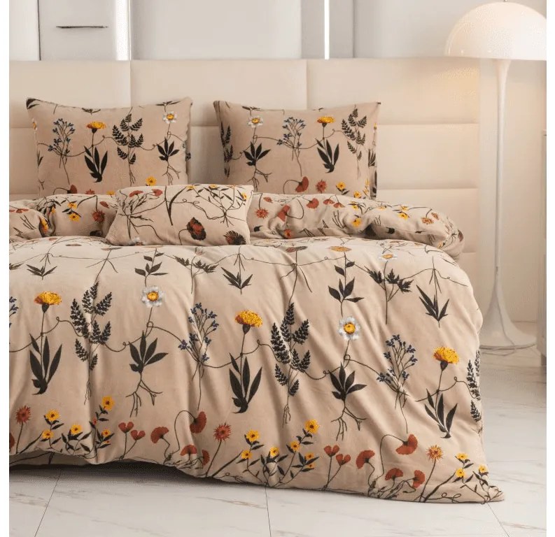 Mikroplyšové obliečky HERBAR béžové Rozmer obliečky: 70 x 90 cm | 140 x 200 cm