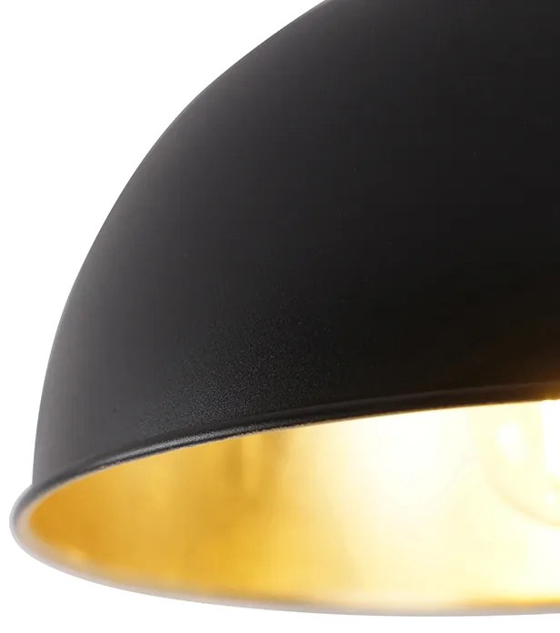 Priemyselné stropné svietidlo čierne so zlatom 28 cm - Magnax