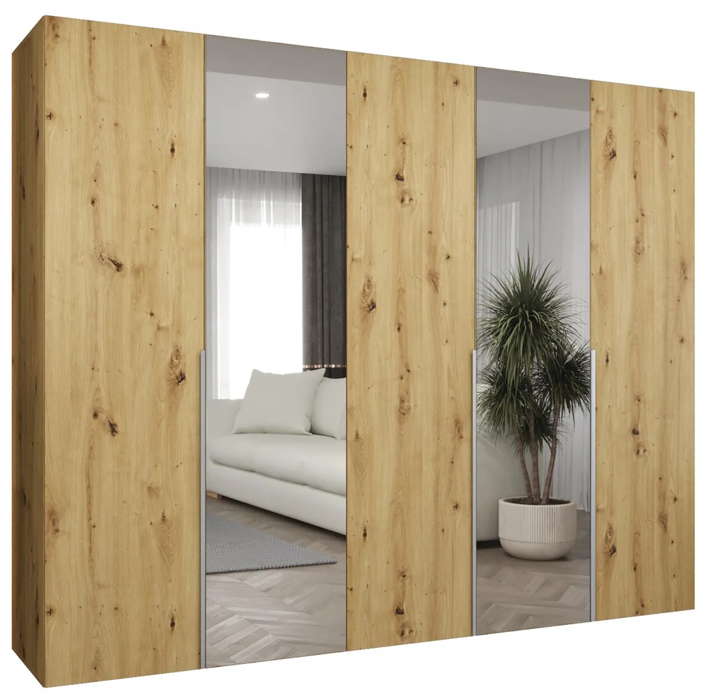 Šatníková skriňa 250 cm Alice 2 (dub artisan + kašmír). Akcia -20%. Vlastná spoľahlivá doprava až k Vám domov. 1126180