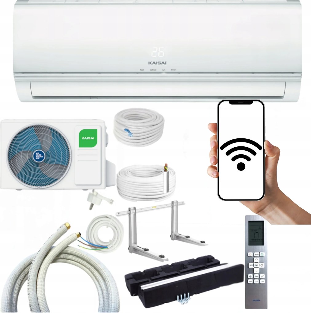 Nástenný klimatizátor Kaisai Eco 3,5 kW WiFi Hotová Montážna Sada Ohrievača