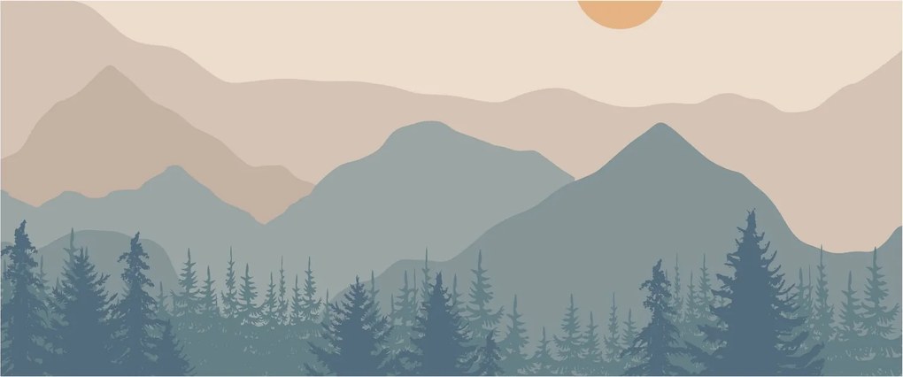 Obraz - Tyrkysové hory N⁰1 (120x50 cm)