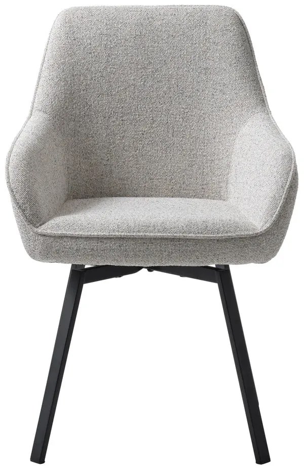 Svetlosivé čalúnené jedálenské kreslo s podrúčkami Alma – Unique Furniture