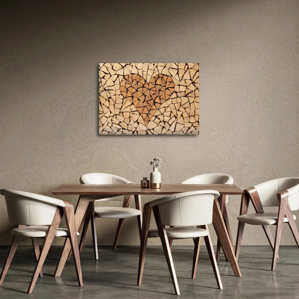 Obraz - Srdce z dreva (70x50 cm)