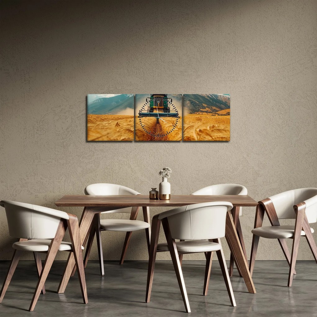 Obraz - Poľnohospodár (s hodinami) (90x30 cm)