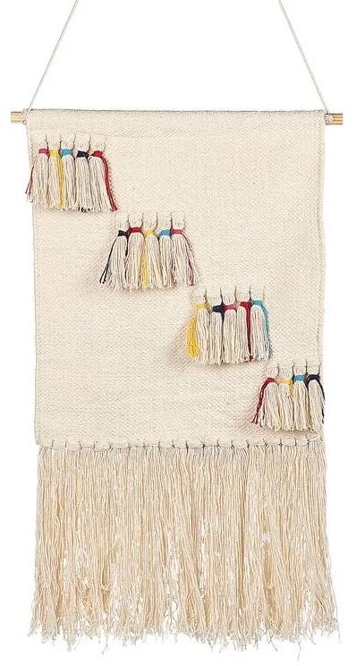 Bavlnená nástenná dekorácia so strapcami béžová BUREWALA Beliani