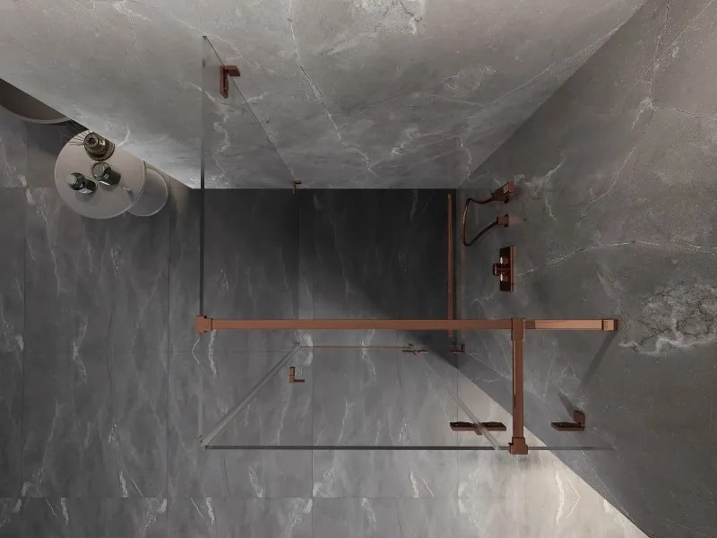 Mexen Lunar T, výklopný sprchový kút pravý 110 x 110 cm, 8mm číre sklo, profil ružové zlato, 834T-110-110-60-00-P