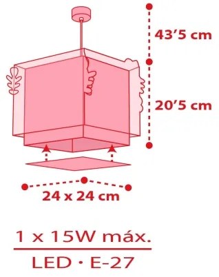 Dalber 73262 - Detský luster HELLO KITTY 1xE27/15W/230V ružový