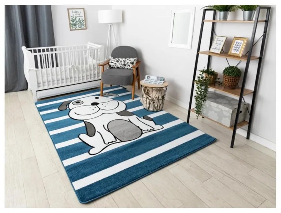 Detský kusový koberec Psík modrý 140x190cm