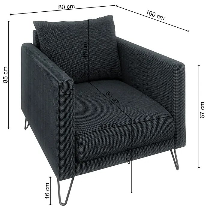 Tmavosivé ženilkové kreslo Freya – Ropez