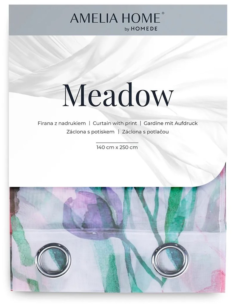 Záclona AmeliaHome MEADOW EYELETS 140x270 cm biela s potlačou