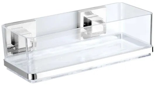 WENKO 22692100-Polička VACUUM-LOC QUADRO ED 25,5x14 cm strieborná/priehľadná