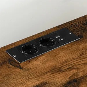Nočný stolík Vasagle Jungo 40 cm s nabíjacou stanicou hnedý/čierny