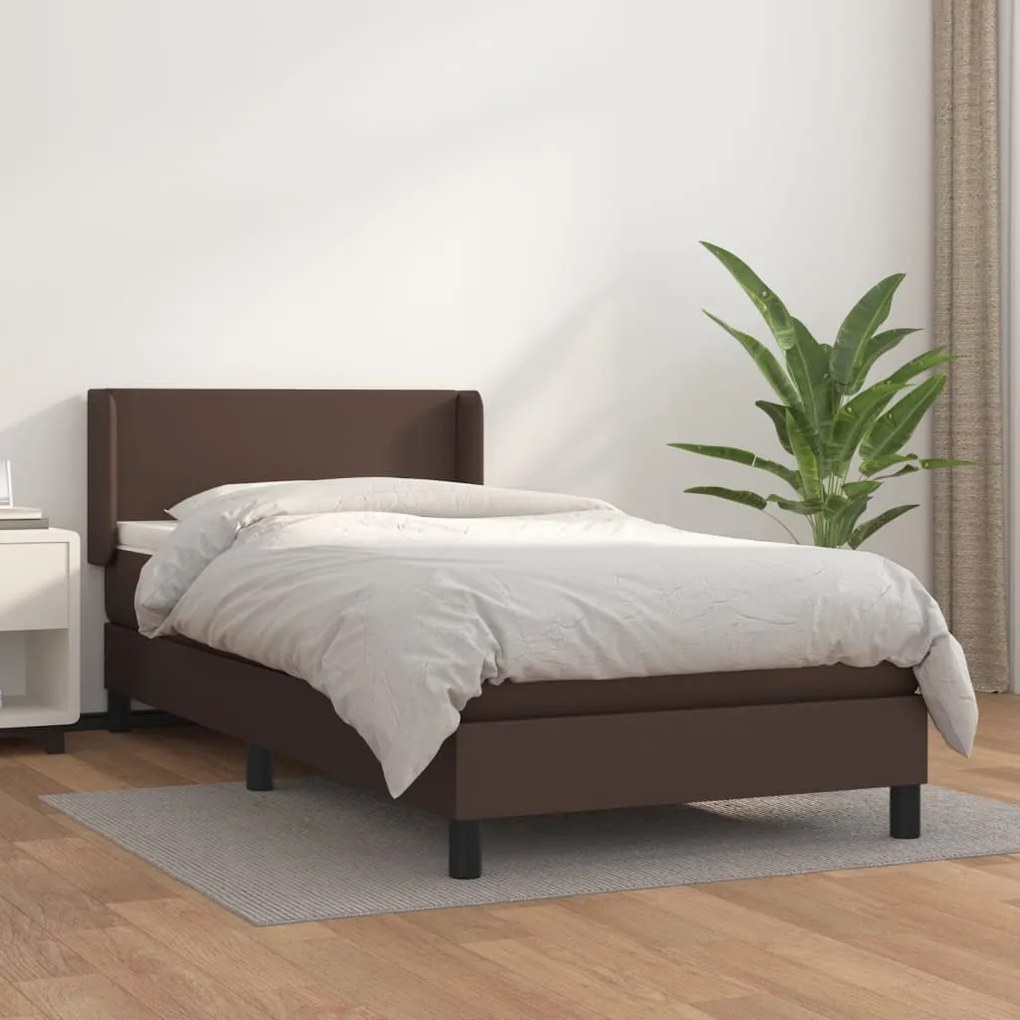 Boxspring posteľ s matracom hnedá 100x200 cm umelá koža 3130646