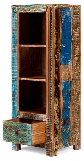 furniture-nabytek.cz - Masívna kúpeľňová vysoká komoda Blue Lagoon z mangového dreva, lakovaná, farebná – 50×45×135 cm