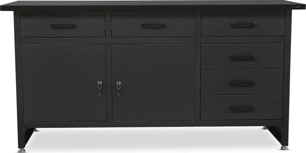Dielenský stôl so zásuvkami, čierny, 1700x850x600 mm: HENRY All Black