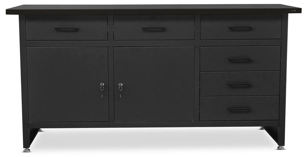 Pracovný stôl do dielne HENRY, 1700 x 850 x 600 mm, All Black: čierny