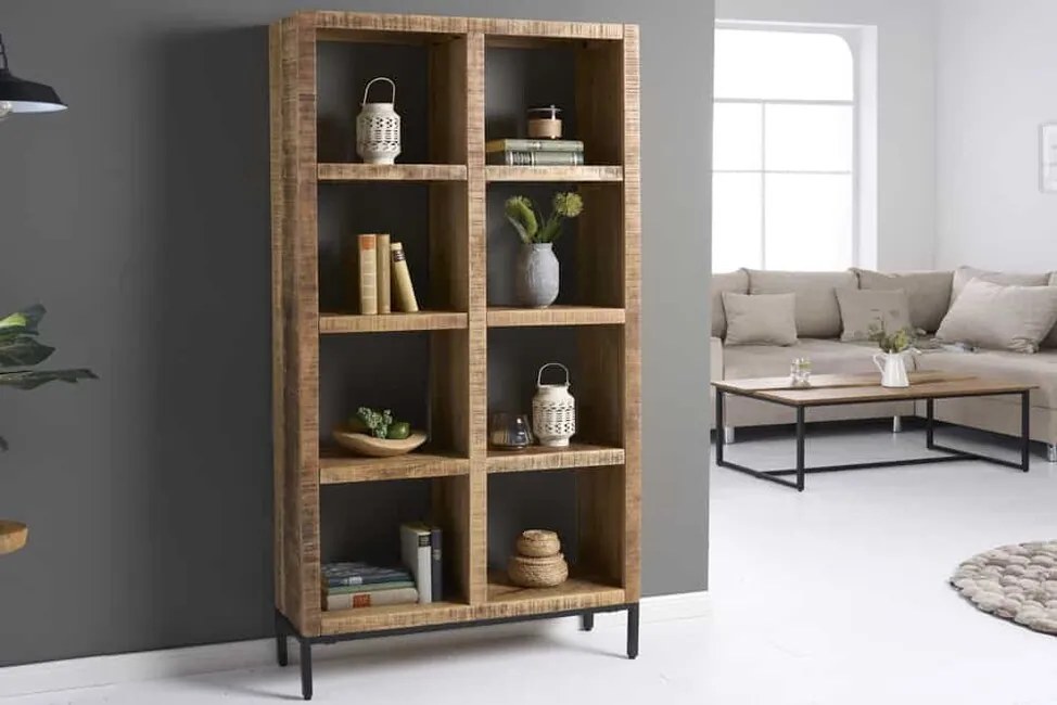 Dizajnový regál z masívu Iron Craft XL Mango 176cm