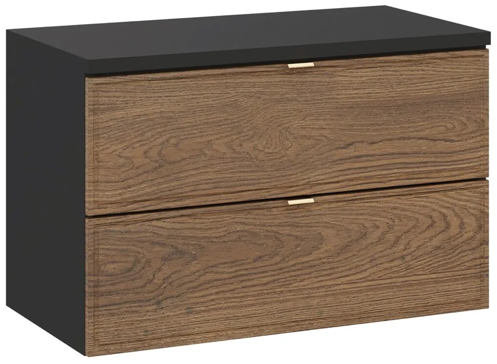 Závesná skrinka pod umývadlo Talia Casella s doskou 80 cm čierny mat/dub casella