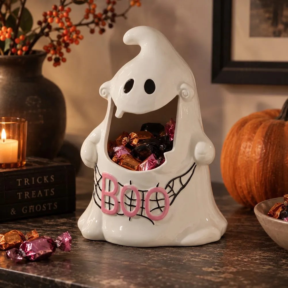 HALLOWEEN Dóza duch 28 cm - biela