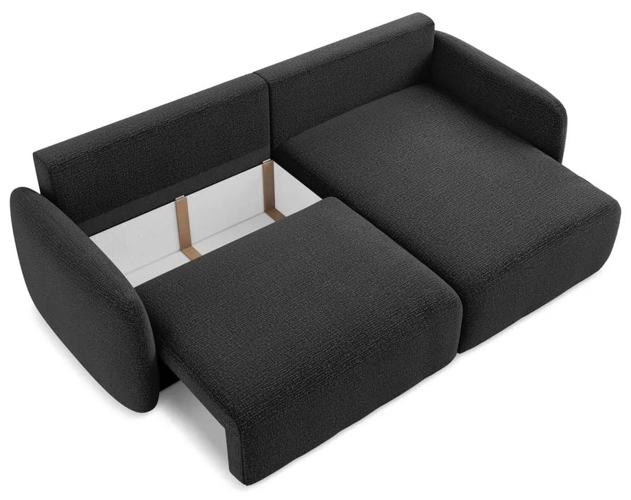 Čierna rozkladacia/s úložným priestorom rohová pohovka (pravý roh) Kalena – Makamii
