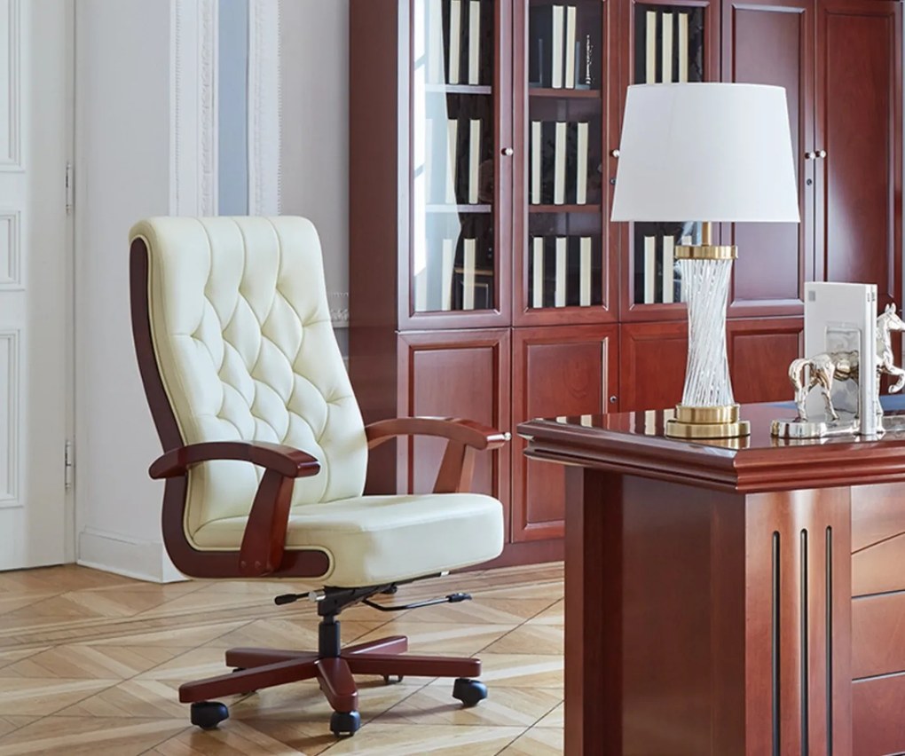 Kožené kreslo Consul, krémové