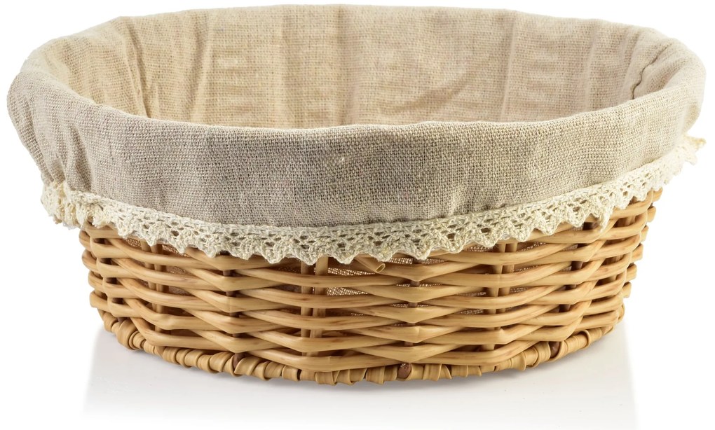Kulatý košík na pečivo SINO 23x10 cm béžový/hnědý