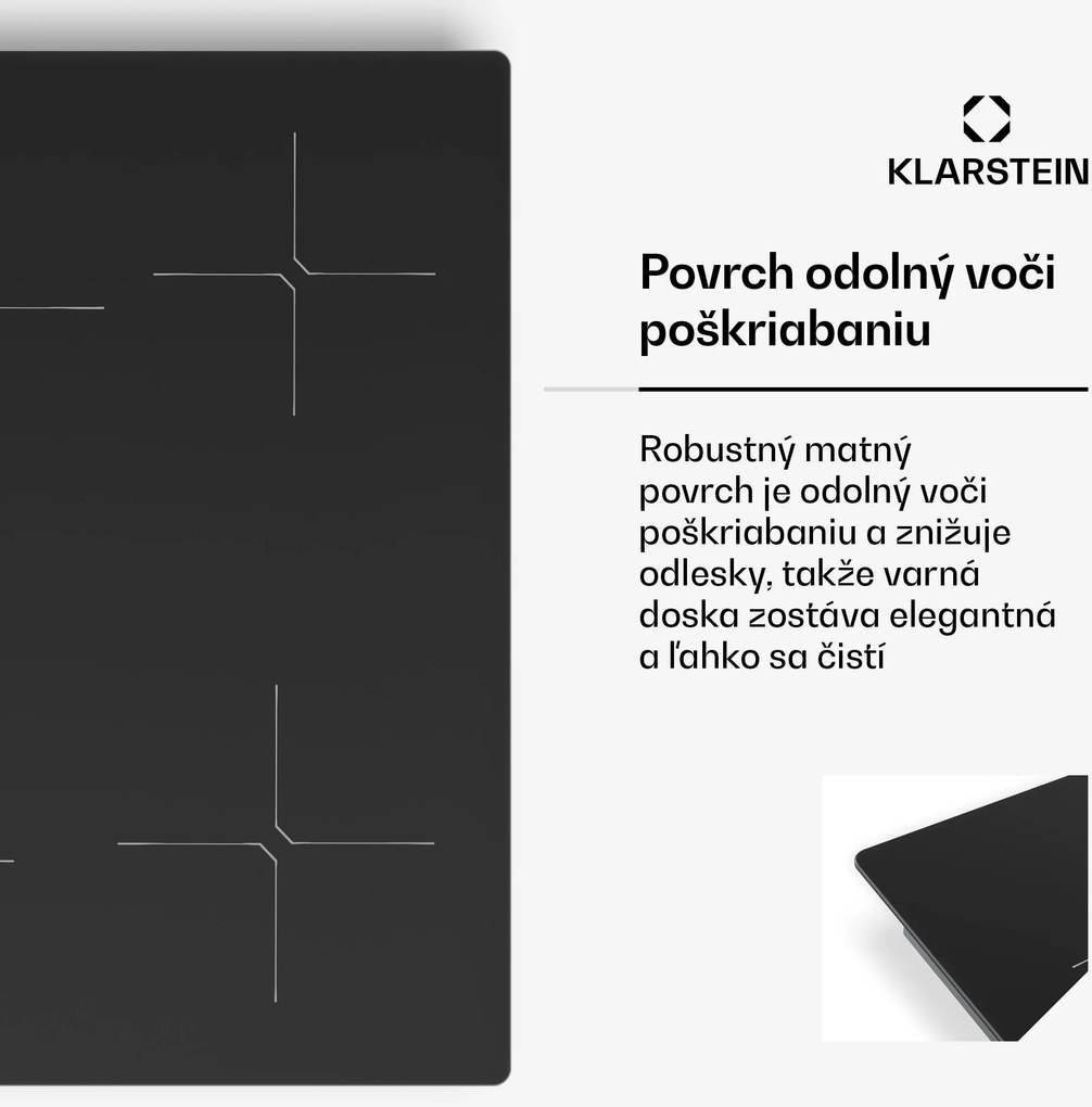 Klarstein PowerGlide indukčná varná doska | povrch odolný proti poškriabaniu | 4 varné zóny | 7400 W | 60 cm