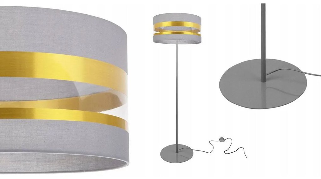 Stojacia lampa Intense Gold, 1x textilné tienidlo (výber zo 6 farieb), (výber z 3 farieb konštrukcie), (fi 40cm), o