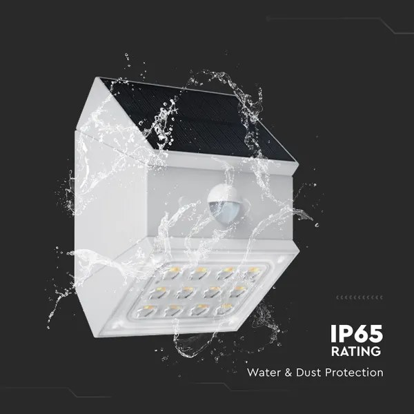 LED nástenné solárne svietidlo so senzorom LED/2,5W/3,7V IP65 1200 mAh biele