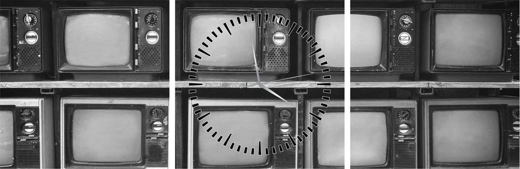 Obraz - Retro televízie (s hodinami) (90x30 cm)