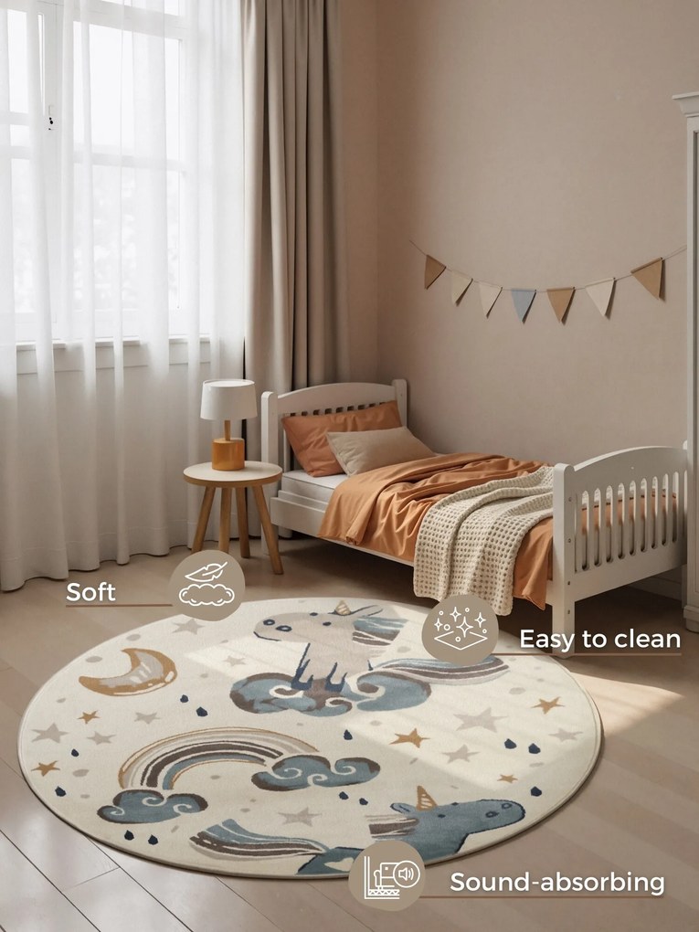 Hanse Home, Detský koberec Adventures 106413 Cream Multicolor kruh, 160x160 (priemer) kruh, viacfarebná, detská izba