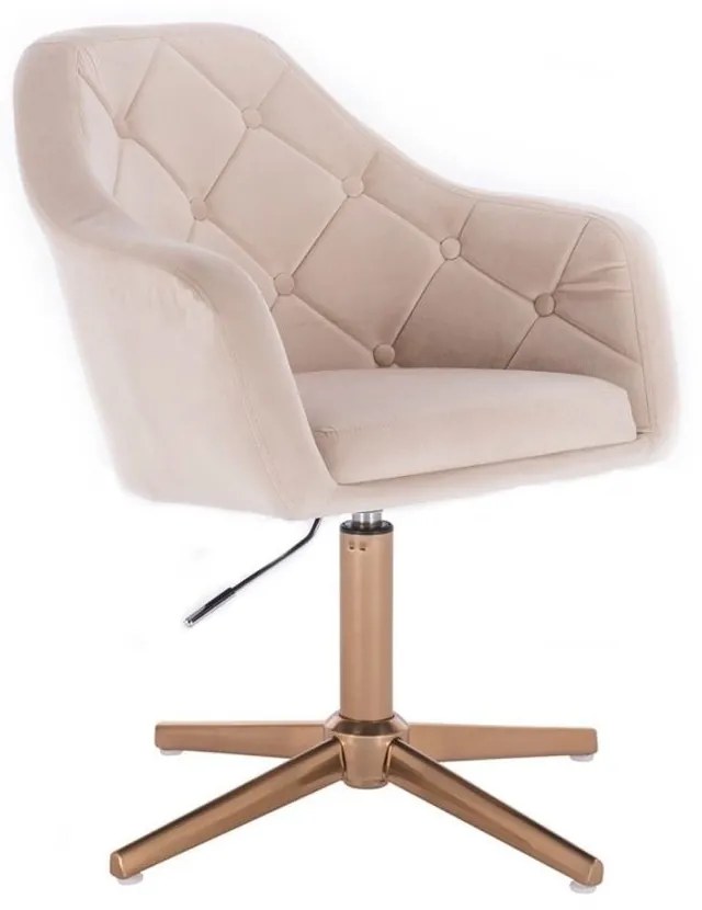 LuxuryForm DESIGN Kreslo ANDORA VELUR na zlatom kríži - krémové