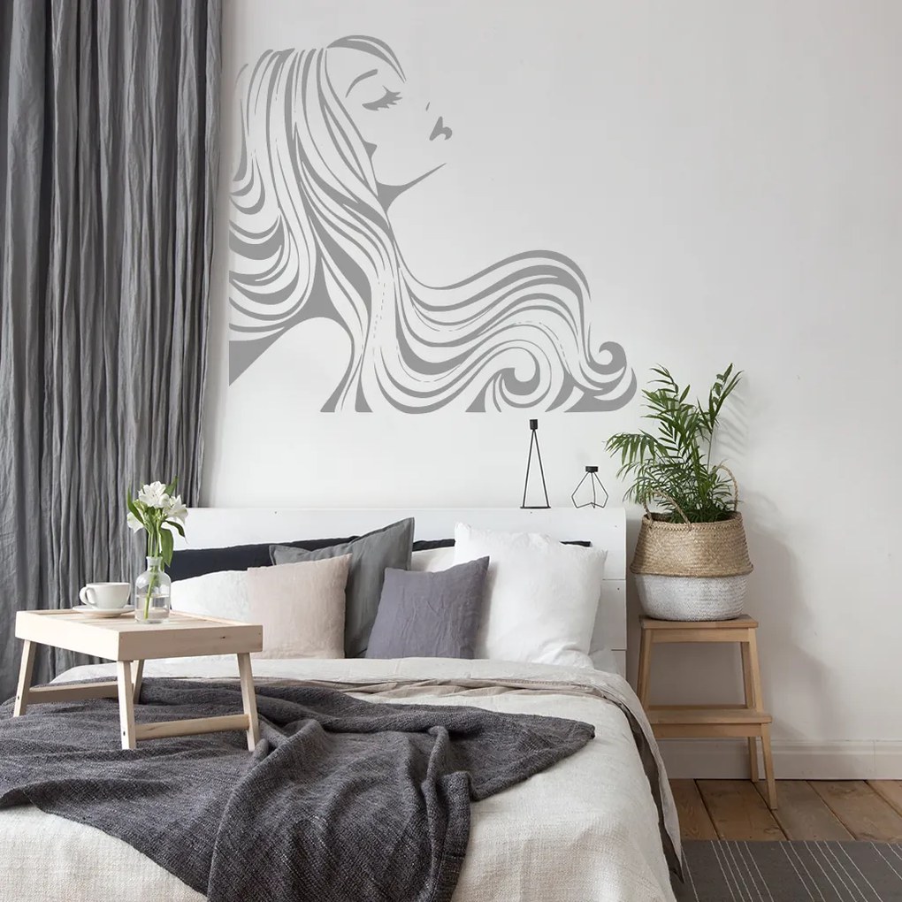 Veselá Stena Samolepka Žena z profilu Farba: hnedá, Veľkosť: 100 x 93 cm