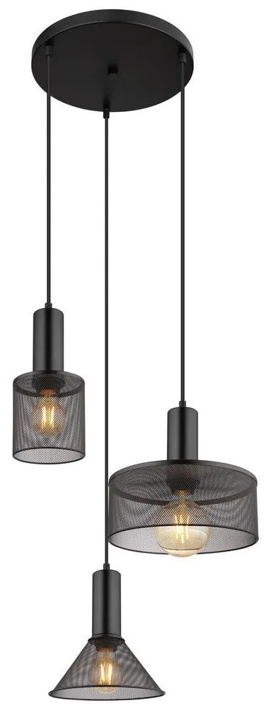 Globo 15648-3H - Luster na lanku JEDD 3xE27/60W/230V čierna