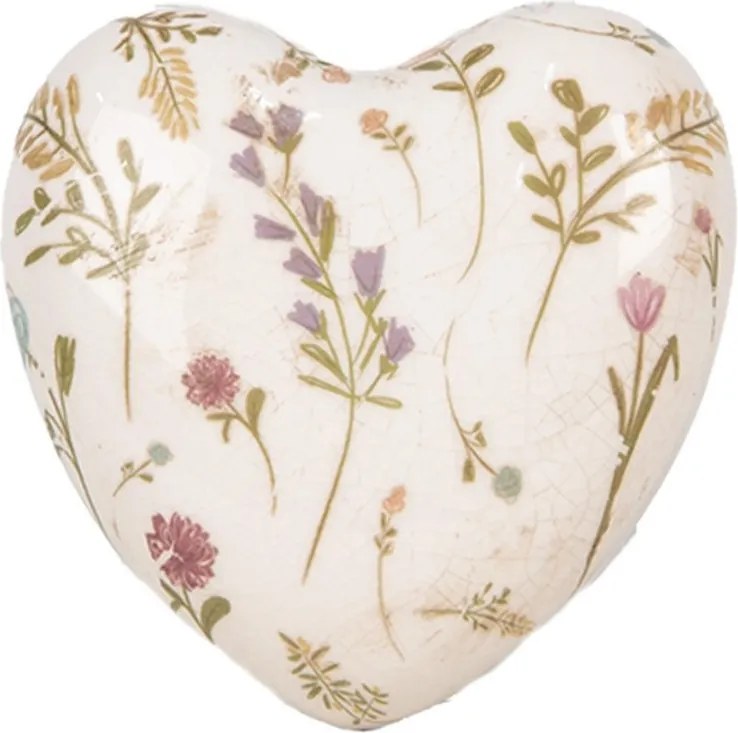 Keramická dekorácia srdca s kvietkami Floral Cartoon - 11*11*4 cm