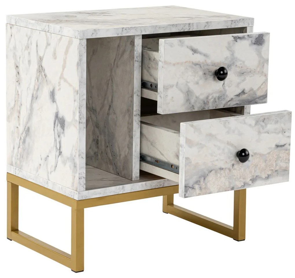 Nočný stolík Glimmer Fressia Marble Gold