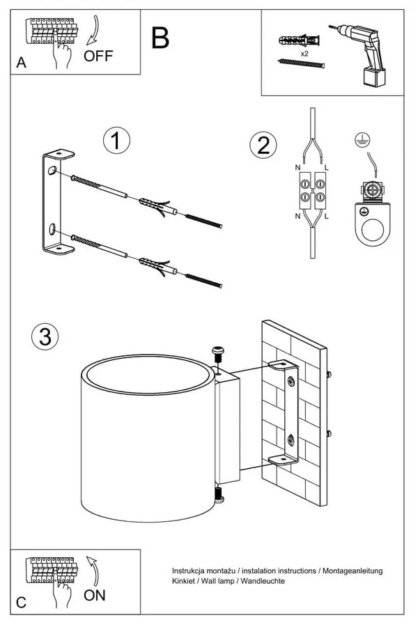 Biele nástenné svietidlo ø 10 cm Gino – Sollux