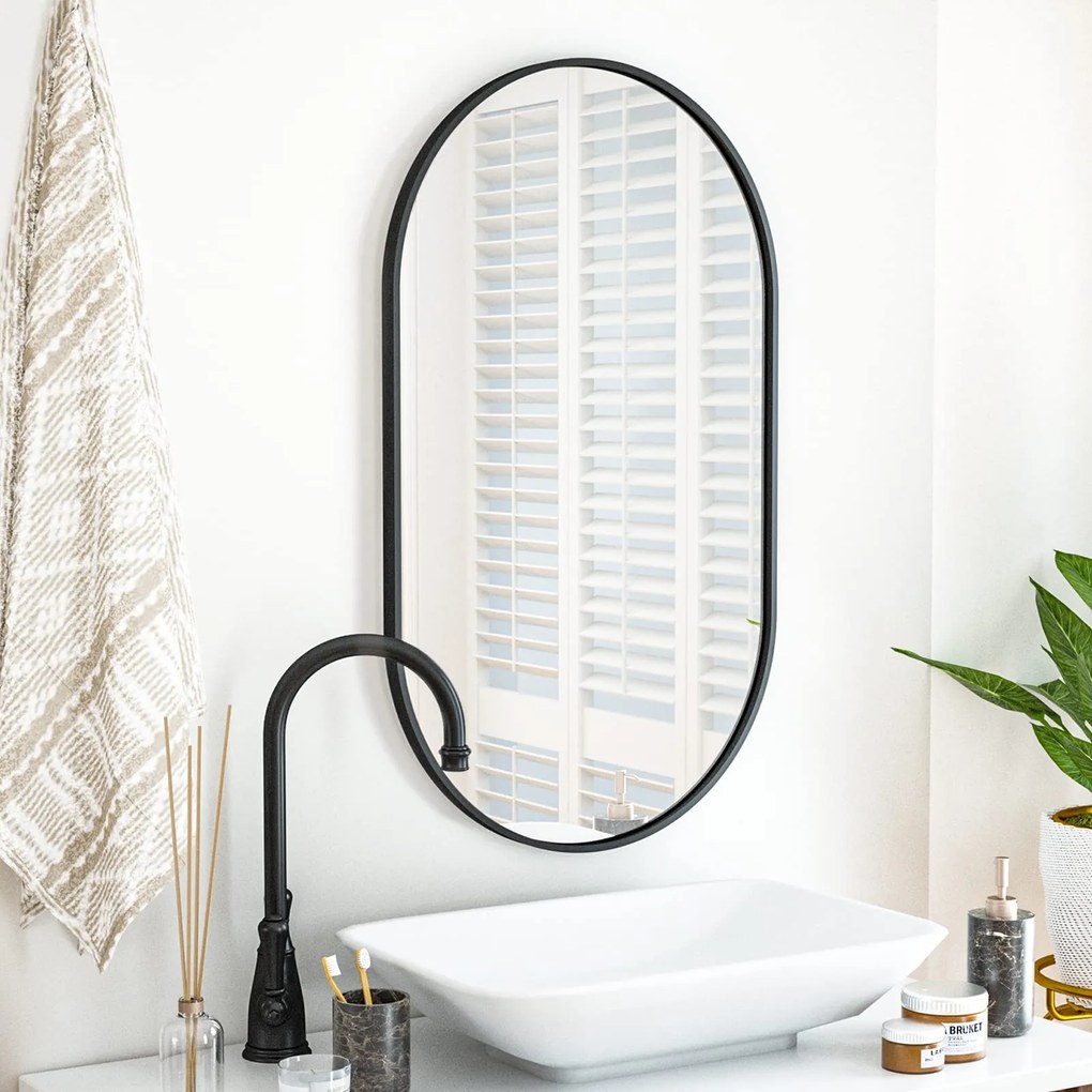 TRENDIE Oválne zrkadlo LOFT 100x50cm čierne