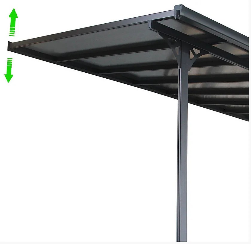 Pergola 436 x 305 cm (čierna šedý polykarbonát)