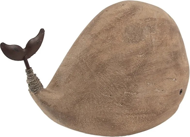 Hnedá drevená dekorácia veľryba Rustic - 26*7*14 cm