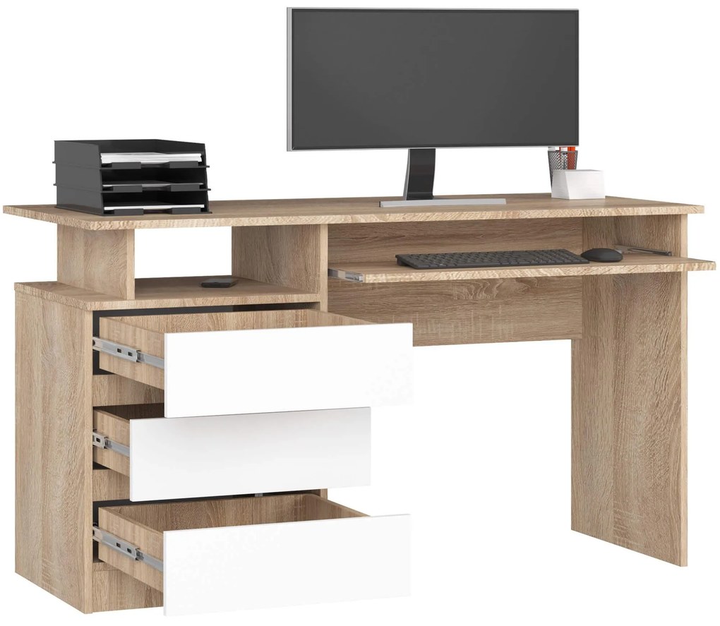 PC stolík Bronte (dub sonoma + biela). Akcia -13%. Vlastná spoľahlivá doprava až k Vám domov. 1128520