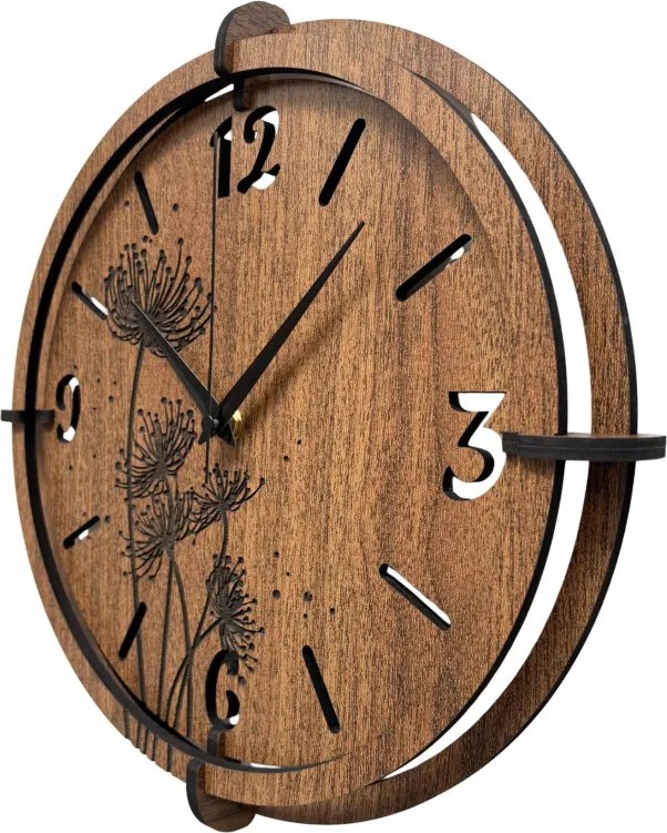 Drevené nástenné hodiny | Moderný dizajn a prírodný štý | SENTOP HDF0589-ORECH-WENGE