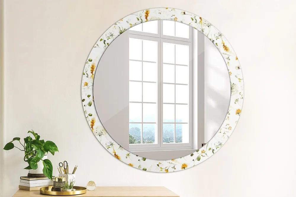 Okrúhle ozdobné zrkadlo Kvety fi 90 cm
