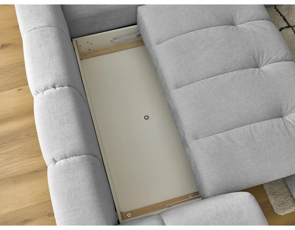 Svetlosivá rozkladacia/s úložným priestorom rohová pohovka (pravý roh/do L) Fuji – Bobochic Paris