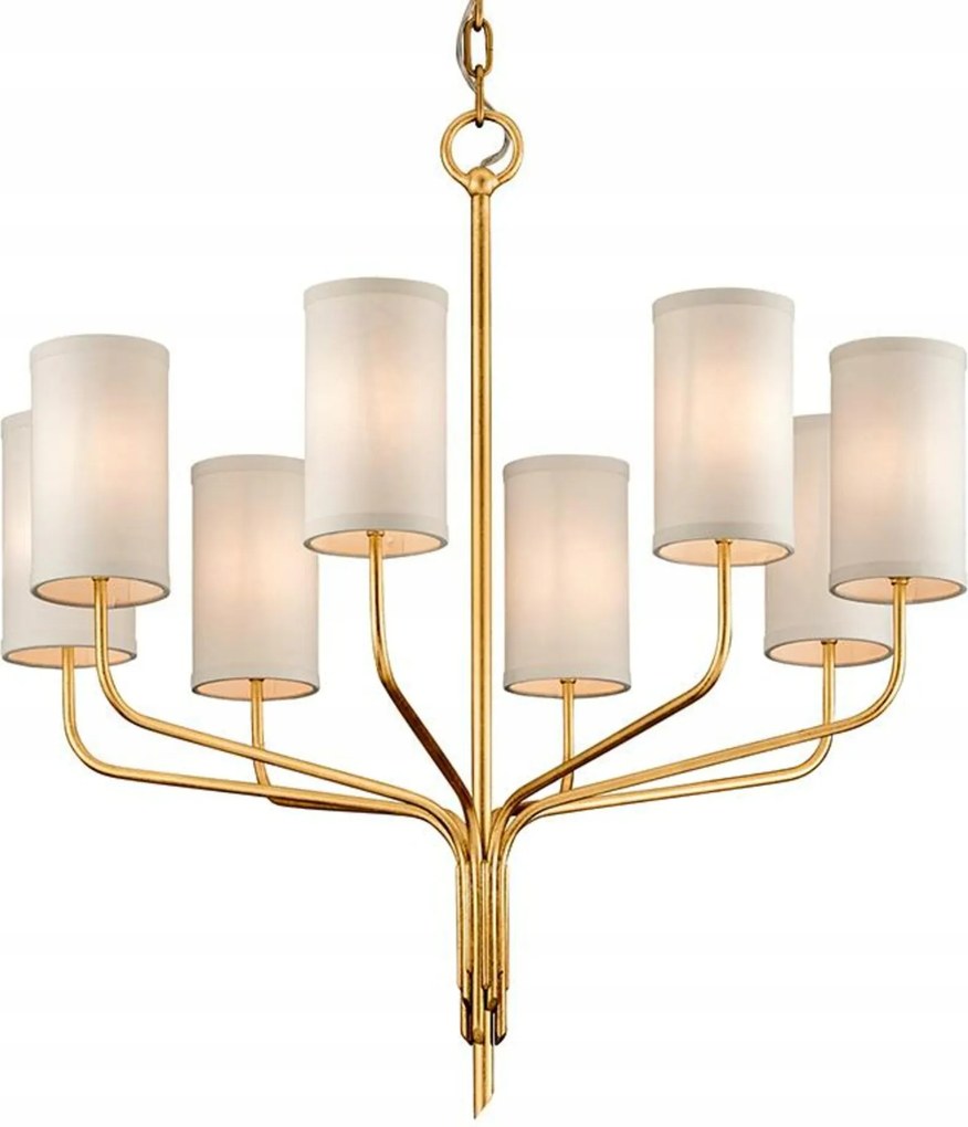 Hudson Valley závesné svietidlo Juniper kov/textil zlatá/biela E14 8x40W F616