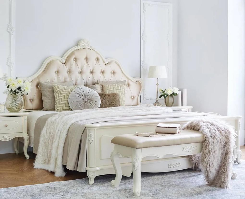 Kráľovská posteľ La Perle 905, krémová, 180x200 cm