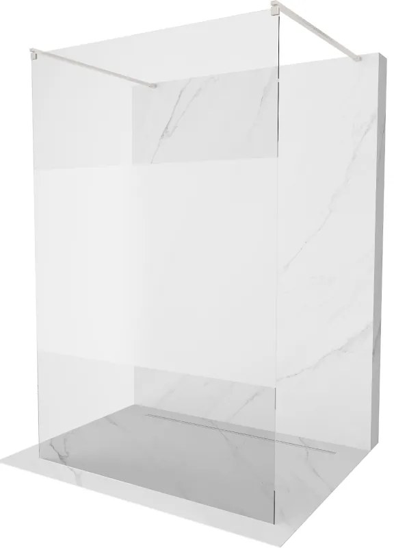 Mexen Kioto, sprchová zástena Walk-In 140 x 200 cm, 8mm číre sklo-námraza, brúsená oceľ profil, 800-140-002-97-35