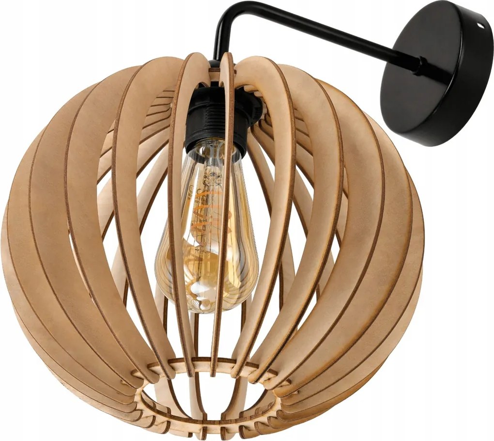 LED nástenné svietidlo 1x E27 LOFT edison drevená guľa