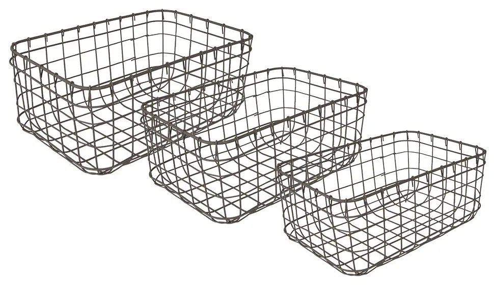 Set 3ks drôtených ozdobných košíkov - 30*20*14 / 26*16*12 / 22*12*10 cm